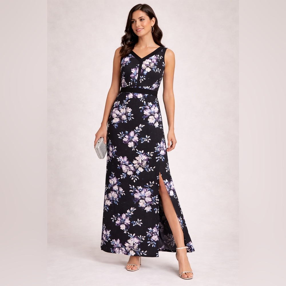 White House Black Market Black Floral Maxi Dress